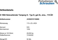 50 Holzverbinder DIN 1052 Holzverbinder Temperg Typ D 115