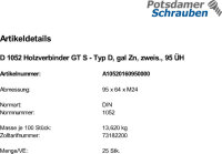 25 Holzverbinder DIN 1052 Holzverbinder GT Typ D, 95