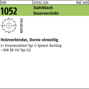 150 Holzverbinder DIN 1052 Blechdorne Typ C, tZn 62 für M12