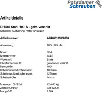 1 Scheiben für Bolzen DIN 1440 verzinkt 100