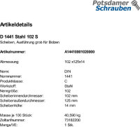 1 Scheiben für Bolzen DIN 1441 Stahl 102