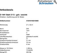 200 Scheiben für Bolzen DIN 1441 verzinkt 21
