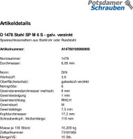 10 Spannschlossmuttern DIN 1478 Stahl SP M6 verzinkt