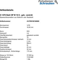 1 Spannschlossmuttern DIN 1478 Stahl SP M16 verzinkt