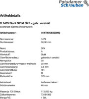 1 Spannschlossmuttern DIN 1479 Stahl SP M30 verzinkt
