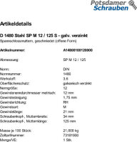 1 Spannschlossmuttern DIN 1480 Stahl SP M12 / 125 verzinkt
