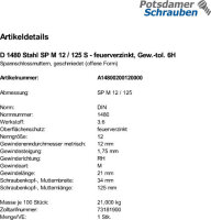 1 Spannschlossmuttern DIN 1480 Stahl SP M12 / 125...