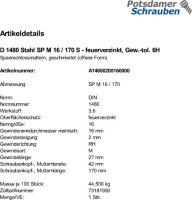 1 Spannschlossmuttern DIN 1480 Stahl SP M16 / 170...