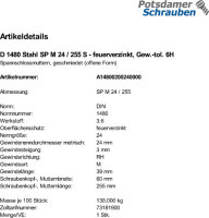 1 Spannschlossmuttern DIN 1480 Stahl SP M24 / 255...