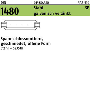 1 Spannschlossmuttern DIN 1480 Stahl ÃœZ SP M20 / 200 verzinkt