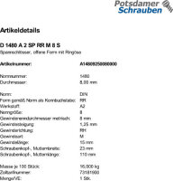 1 Spannschlossmuttern DIN 1480 A2 SP RR M8 V2A Edelstahl
