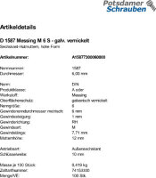 100 Messing Hutmuttern DIN 1587 vernickelt M6