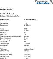 1 Edelstahl V2A Hutmuttern DIN 1587 A2 M24