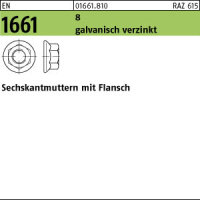50 Sechskantmuttern EN 1661 8 M16 verzinkt Stahl