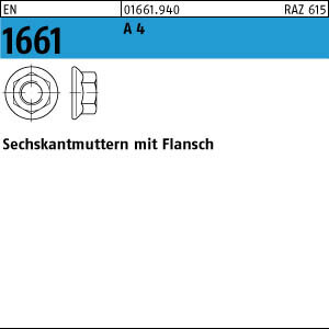500 Sechskantmuttern EN 1661 A4 M10 V4A Edelstahl