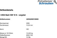 10 Winkelschraubendreher ISO 2936 Stahl SW 10 vergütet