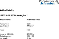 5 Winkelschraubendreher ISO 2936 Stahl SW 14 vergütet