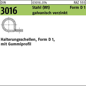 50 Schellen DIN 3016 D1 16x20 -W1 verzinkt, mit Gummiprofil W1 Zn