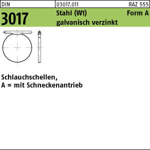 1 Schlauchschellen DIN 3017 A 90-110/12 C7 -W1 verzinkt Zn