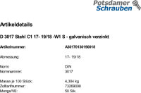 50 Schlauchschellen DIN 3017 Stahl C1 17- 19/18 -W1...