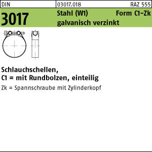 50 Schlauchschellen DIN 3017 Stahl C1-Zk 40- 43/18 -W1 verzinkt Zn