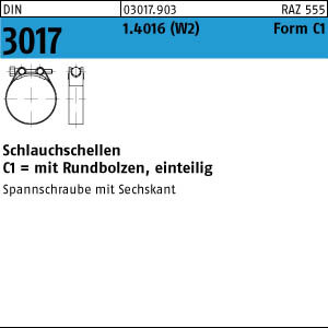 25 Schlauchschellen DIN 3017 1.4016 C1 73- 79/25 -W2 Schraube verzinkt