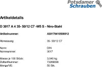 50 Schlauchschellen DIN 3017 A4 35- 50/12 C7 -W5 Edelstahl-Stahl A4