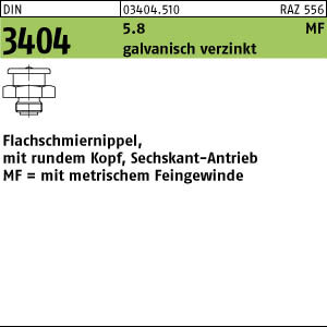 100 Flachschmiernippel DIN 3404 5.8 M6x1 SW 11 , mit rundeMKopf