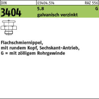 25 Flachschmiernippel DIN 3404 5.8 G 3/8 - 22 SW 22 , mit rundeMKopf