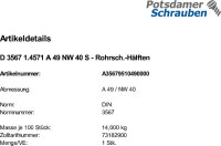 1 Rohrschellen Hälften DIN 3567 1.4571 A49 NW 40 A 5