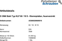 1 Klemmplatten DIN 3568 Stahl Typ KLP 60 / 18...