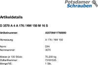1 Rundstahlbügel DIN 3570 A4 A176 / NW 150 M16 V4A...