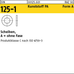 1000 Kunststoff Unterlegscheiben DIN 125 Polyamid Form A 3,2 Ã˜ M3
