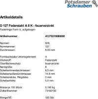 100 Federringe DIN 127 feuerverzinkt Form A M8