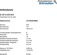 50 Edelstahl V4A Federringe DIN 127 A4 Form B M16