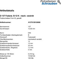 100 Federscheiben DIN 137 verzinkt B 12
