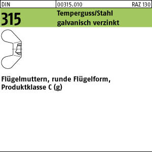 100 Flügelmuttern DIN 315 verzinkt M10