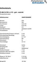 100 Kreuzlochschrauben DIN 404 5.8 verzinkt M4x8