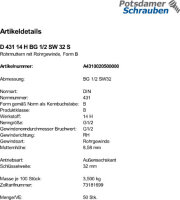 50 Rohrmuttern DIN 431 14H BG 1/2 SW 32 Stahl