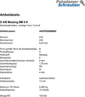 100 Sechskantmuttern niedrig DIN 439 Messing M8