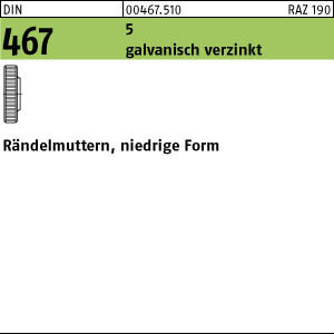 100 Rändelmuttern DIN 467 Kl. 5 verzinkt M3