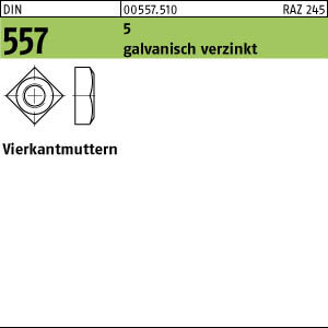 100 Vierkantmuttern DIN 557 5 M10 SW 17 verzinkt Stahl