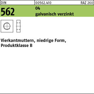 100 Vierkantmuttern DIN 562 04 M10 SW 17 verzinkt Stahl