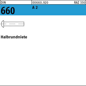100 Edelstahl V2A Halbrundnieten DIN 660 A2 4x6