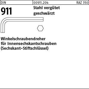 100 Winkelschraubendreher DIN 911 Stahl SW 1,5 vergütet