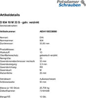 10 Sechskantmuttern DIN 934 Kl. 10 verzinkt M33
