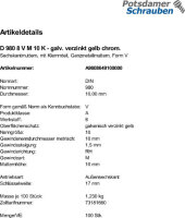 100 Sechskantmuttern DIN 980 8 V M10 verzinkt gelb chrom....
