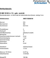 100 Feingewinde Sechskantmuttern DIN 985 Kl. 10 verzinkt M8x1