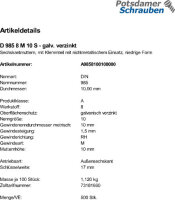500 Sechskantmuttern DIN 985 Kl. 8 verzinkt M10
