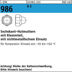 100 Hutmuttern DIN 986 A2 M4 rostfrei V2A Edelstahl